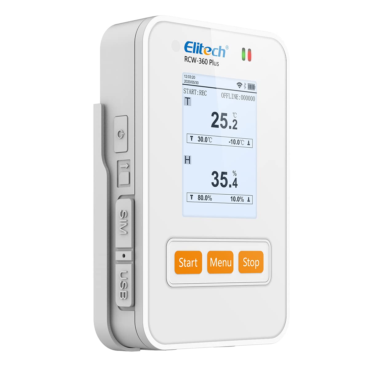 Elitech Wireless Digital Data Logger Remote Real-Time Temperature Humidity Monitor SIM Card Cloud Data Storage Dual External Ultra Low Probe WiFi Communication, RCW-360PW-TDLE (-328~302℉)