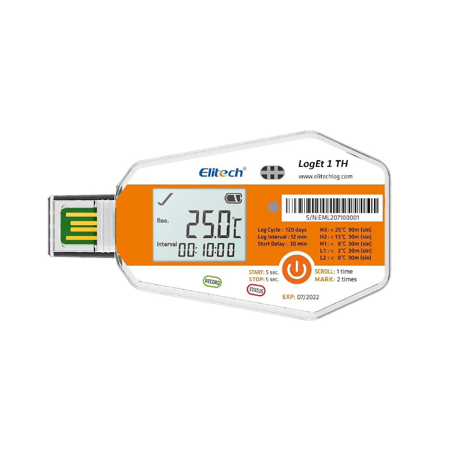 Elitech LogEt 1 TH Single Use Temperature And Humidity Data Logger