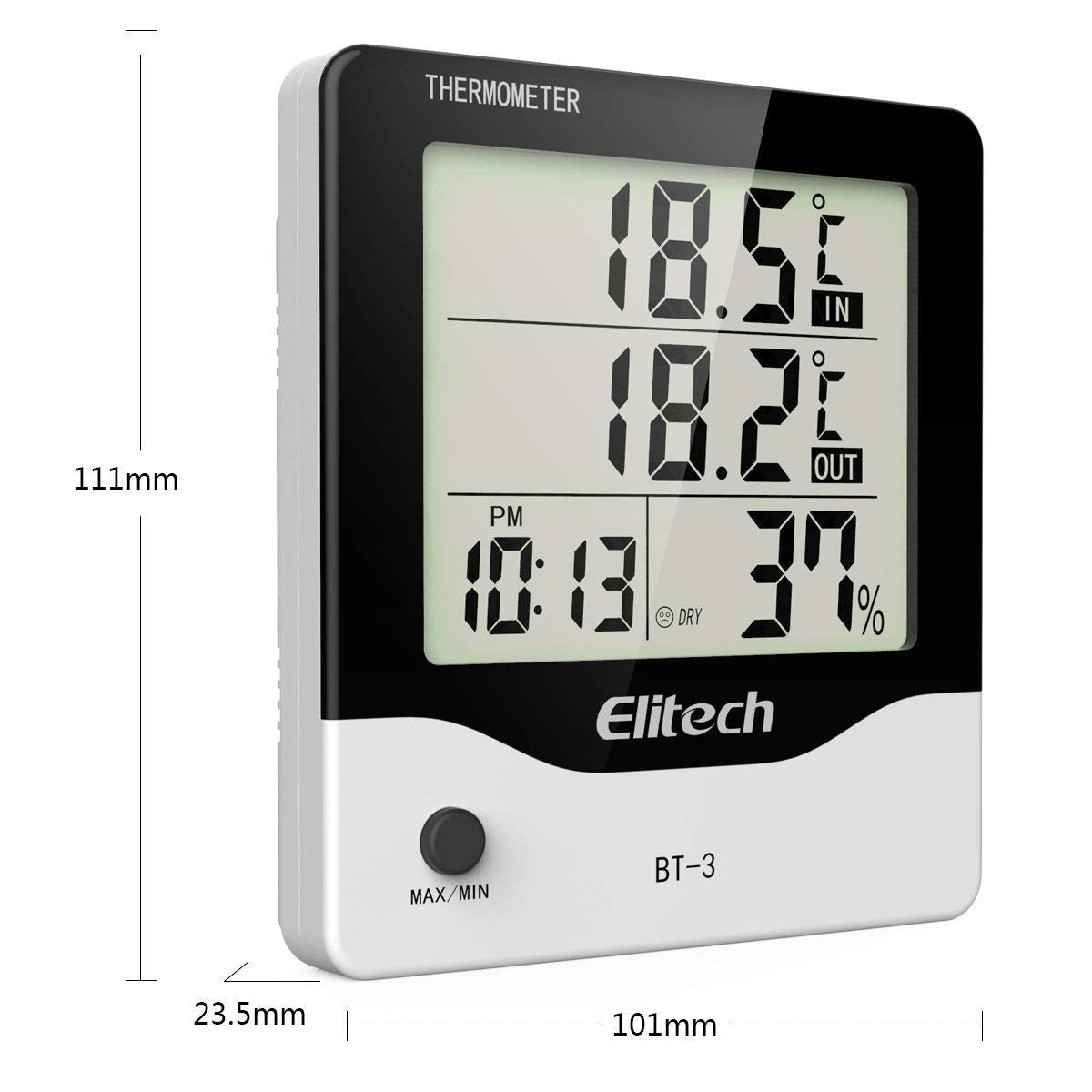 Elitech BT-3 Digital Hygrometer Thermometer Temperature and Humidity Monitor Indoor/Outdoor