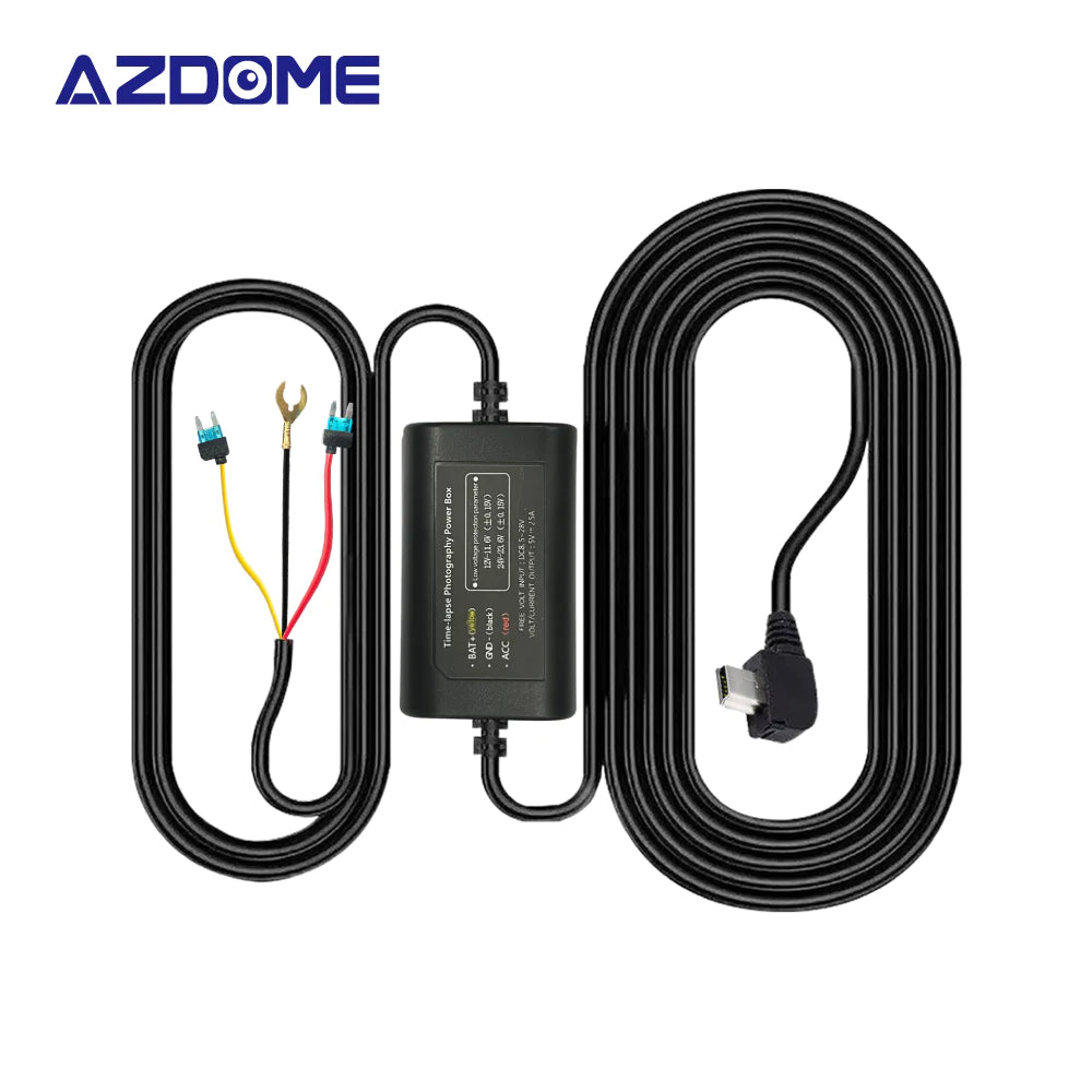 AZDOME HWM03R Car DVR HardWire Kit For M550/AR09 Low Vol Protection Mini USB Port 12V-24V in 5V3A Out