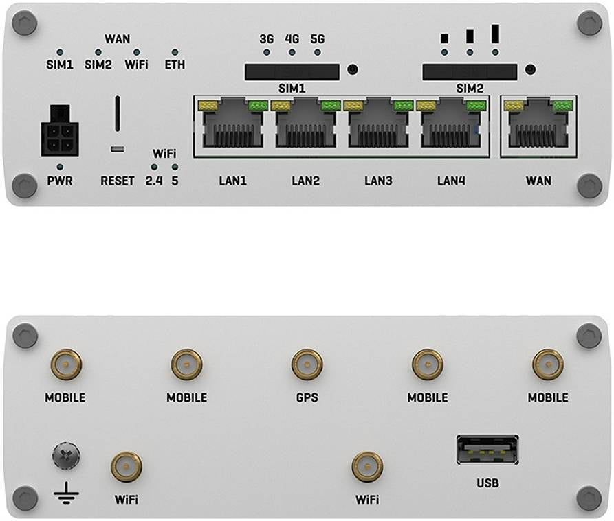 Teltonika RUTX50 5G Router: Dual Sim, WiFi 5, LTE CAT 20, 3.3 Gbps Speeds, Up to 150 Clients, SA & NSA Architectures, Low Latency. | RUTX50