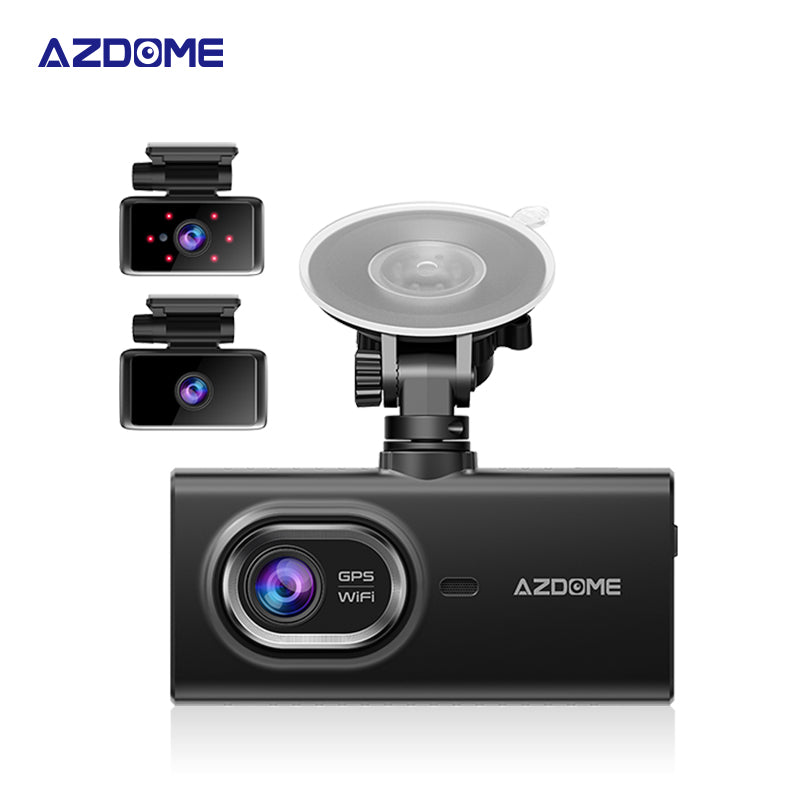 AZDOME M560 3 Channel 4K Dash Cam, 4" IPS Touchscreen Built-in eMMC 128GB , WiFi, GPS  24H Parking Mode, IR Night Vision, G-Sensor Car Dash Cam