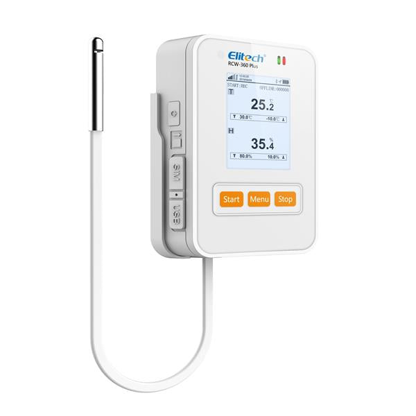 Elitech RCW-360P-THE 4G Wireless Digital Data Logger Remote Real-Time Temperature Humidity Monitor SIM Card Cloud Data Storage External T&H Probe