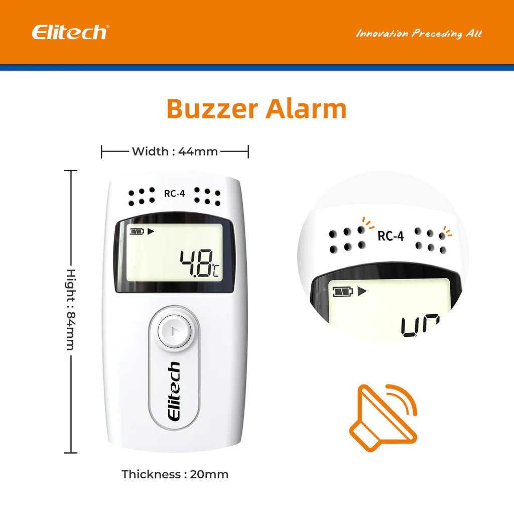 Elitech RC-4 Temperature Data Logger With External Temp Sensor Audio Alarm
