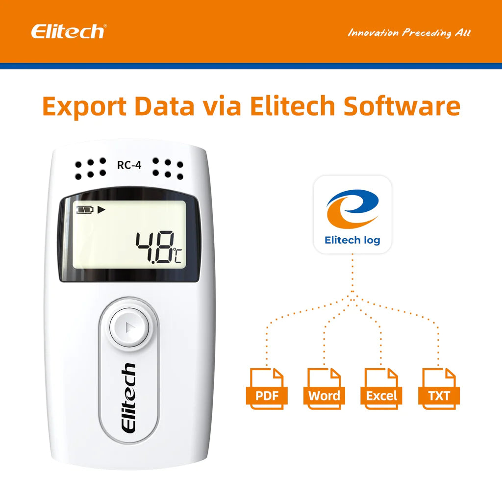 Elitech RC-4 Temperature Data Logger With External Temp Sensor Audio Alarm