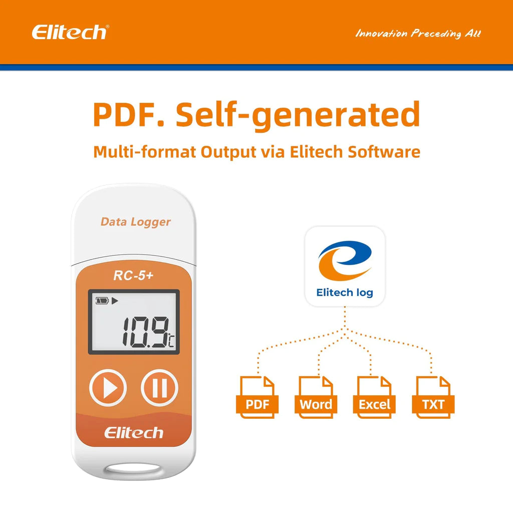 Elitech RC-5+ Reusable USB Temperature Data Logger With Auto PDF Report