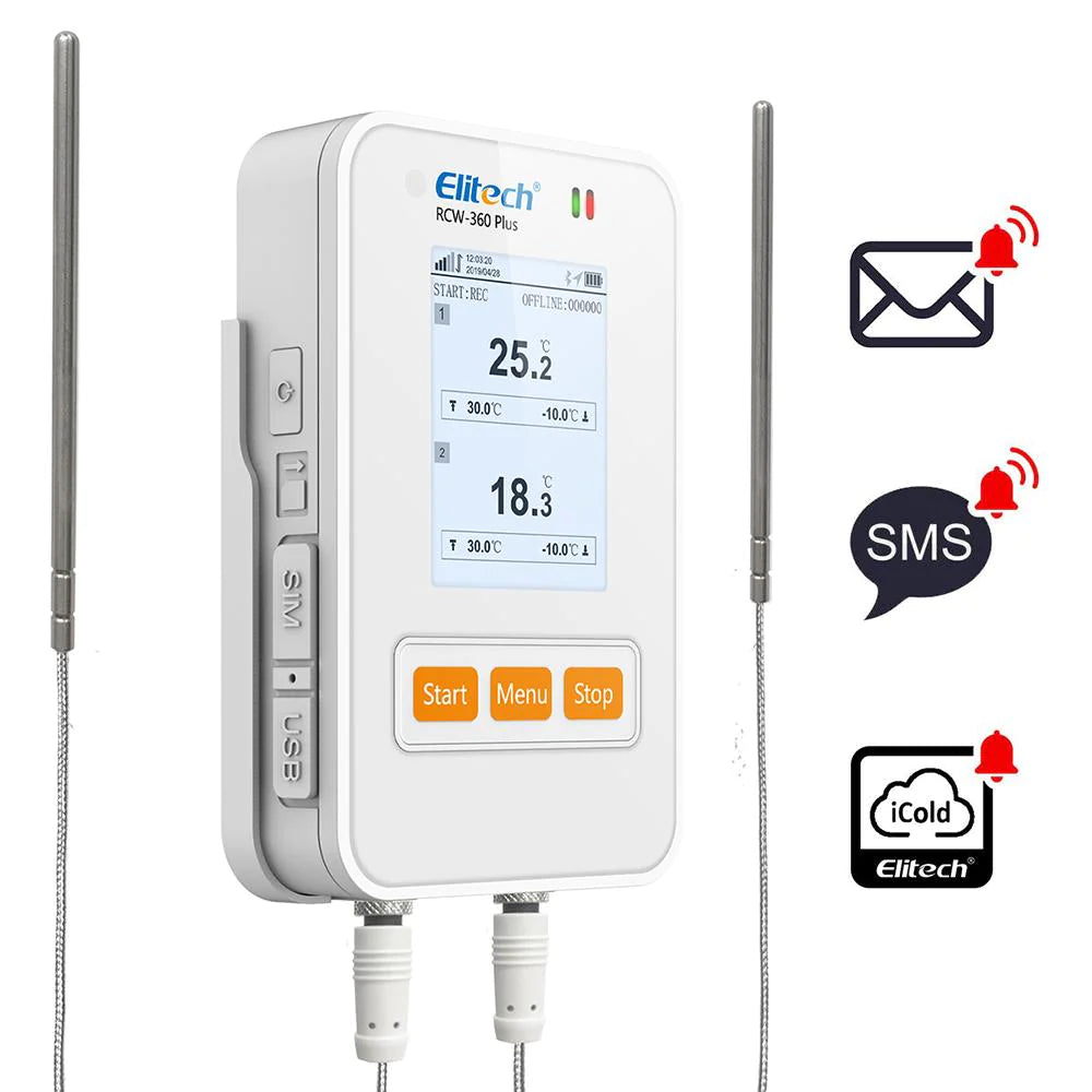 Elitech Wireless Digital Data Logger Remote Real-Time Temperature Humidity Monitor SIM Card Cloud Data Storage Internal T&H Probe 4G Communication, RCW-360P-TH (-4~140℉)