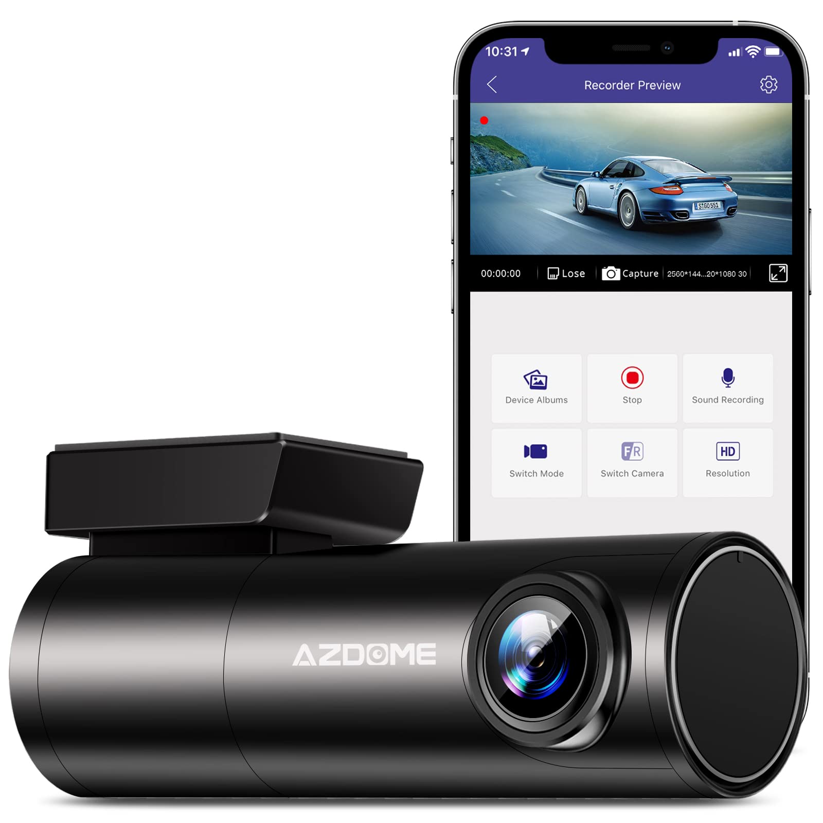 AZDOME M300 Dash Cam 1080P Car DVR WiFi English Voice Command APP Control Front Hidden Car Video Camera Recorder