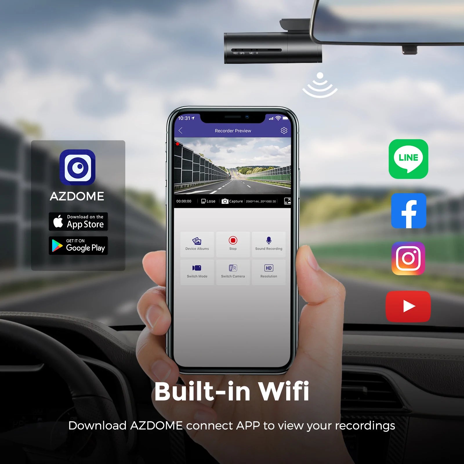 Azdome M300 1296p Car Dash Cam App Control English Voice - Temu