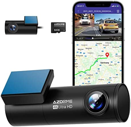 AZDOME M300S Car Recorders 4K+1080P Rear Camera 800MP Lens GPS Wifi Car DVR Voice Control Dash Cam Night Vision