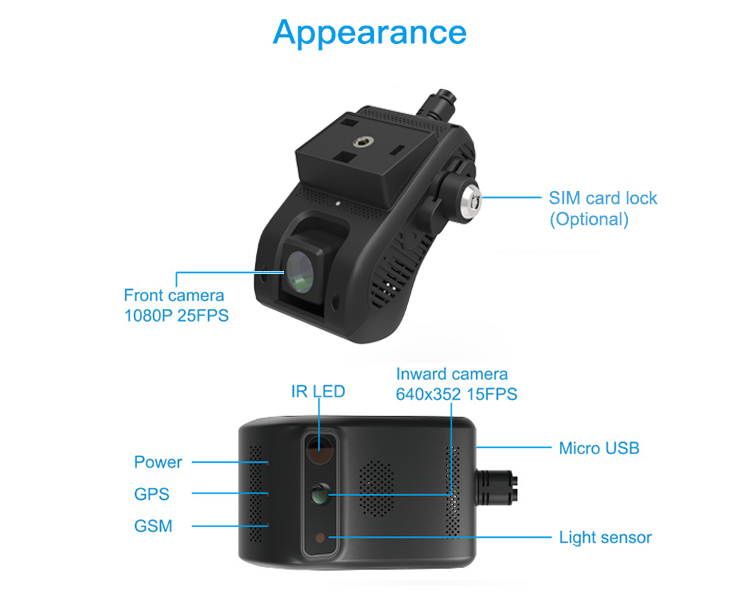 JIMI JC400P 4G Built-in Dual Channel Dashcam 1080p full HD داش كام JC400P كاميرا سياره داخل وامام