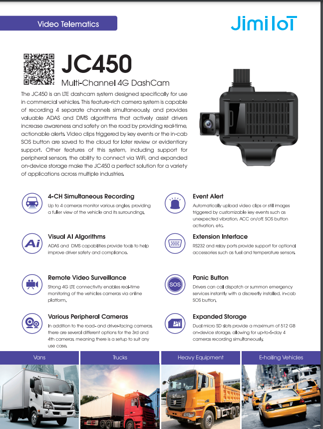 Jimi JC450 4G Vehicles AI DashCam ADAS 3/4 Channes Live Stream Video Wifi Remote Monitor Avto DVR JC450 Free APP Web Cloud DMS Car Recorder